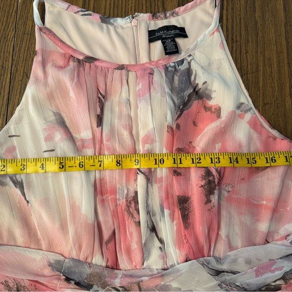 R & M Richard’s Watercolor Floral Sleeveless Maxi Dress Pink/gray EUC  Size 14W - Picture 9 of 12